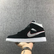 Air Jordan 1 Mid Black, White & Red Sneakers 554724-060