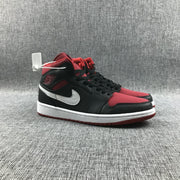 Jordan 1 Mid Black Red Canvas-Style Sneakers 554724-020