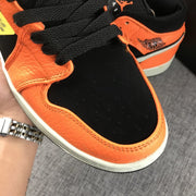 Air Jordan 1 Mid Shattered Backboard Sneakers, Black and Orange