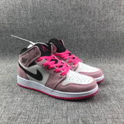 Jordan 1 Mid Pink White Black Sneakers 852542-801