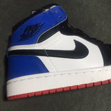 Jordan 1 High Three-Color Sneaker in Black, Blue and Red