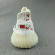 Yeezy 350 V2 White and Red Low-Top Sneakers