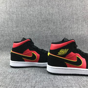 Air Jordan 1 Mid Black, Red and Volt Sneakers