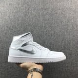 Air Jordan 1 Mid White Silver Sneakers 554724-105