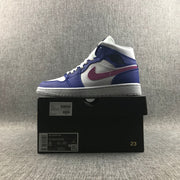 Air Jordan 1 Mid Sneakers Blue Pink 554724-451
