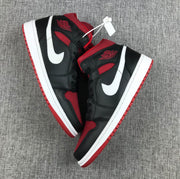 Jordan 1 Mid Black Red Canvas-Style Sneakers 554724-020