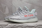 Yeezy 350 V2 Knit Sneakers in Gray and Mint
