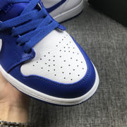 Jordan 1 Mid Hyper Royal Sneakers, White and Blue, 554724-114