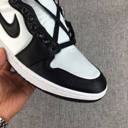 Air Jordan 1 High Black and White Satin-Style Sneakers