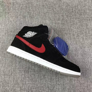 Jordan 1 Mid Black Red Blue Sneakers 554724-065