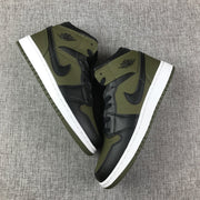 Jordan 1 Mid Sneakers in Black and Olive Green
