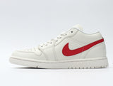 Jordan 1 Low Sneakers, Sail and Red, AO9944-161