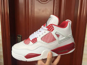 Jordan 4 Retro White and Red High-Top Sneakers