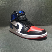 Jordan 1 High Three-Color Sneaker in Black, Blue and Red