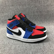 Air Jordan 1 Mid Blue Red Black White Sneakers
