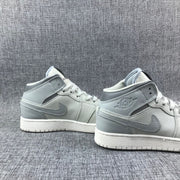 Air Jordan 1 Mid Sneakers in White and Grey