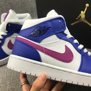 Air Jordan 1 Mid Sneakers Blue Pink 554724-451