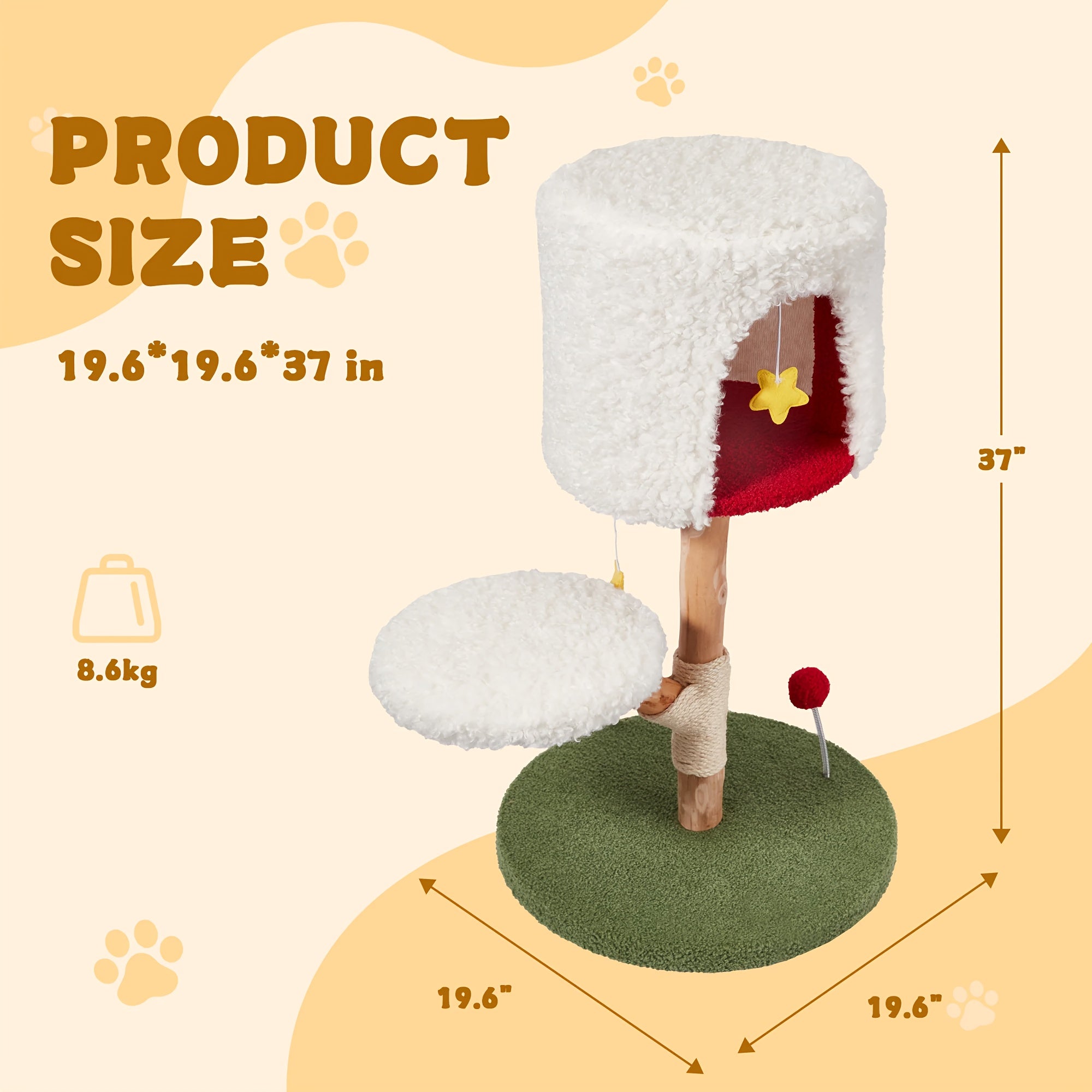 Cat Tree with Scratching Post, Cat Tower for Indoor Cats, Cat Condo, Cat Tree, Cat Tower, Cat Bed, Spring Cat Playing Tree, Solid Wood