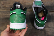 Air Jordan 1 Low Black Green White Sneakers 553558-113