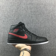 Air Jordan 1 Mid Black and Red Sneakers 554724-045