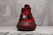 Yeezy 350 V2 Burgundy Zebra Knit Sneakers