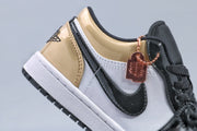 Jordan 1 Low Gold Toe Black and Metallic Gold Sneakers