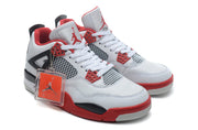 Air Jordan 4 Retro White and Red High-Top Sneakers