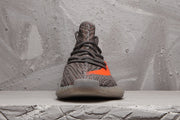 Yeezy 350 V2 Sneakers in Charcoal and Bright Orange