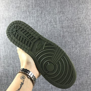 Jordan 1 Mid Sneakers in Black and Olive Green