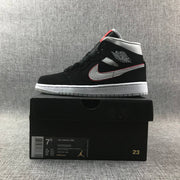 Air Jordan 1 Mid Black, White & Red Sneakers 554724-060