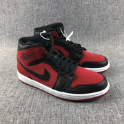 Air Jordan 1 Mid Sneakers in Red, Black and White