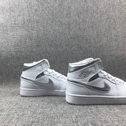 Air Jordan 1 Mid White Silver Sneakers 554724-105