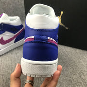 Air Jordan 1 Mid Sneakers Blue Pink 554724-451