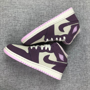 Air Jordan 1 Mid GS Sneakers White Purple Pink