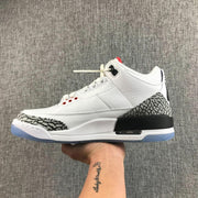 Jordan Air Jordan 3 White Cement Sneakers with Translucent Blue Sole