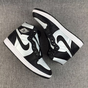 Air Jordan 1 High Black and White Satin-Style Sneakers