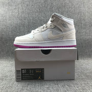 Jordan 1 Mid Grey White Fuchsia High-Top Sneakers