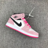 Jordan 1 Mid Pink White Black Sneakers 852542-801