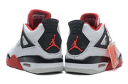 Air Jordan 4 Retro White and Red High-Top Sneakers