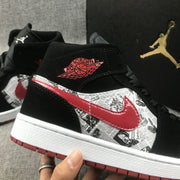 Air Jordan 1 Mid Black Red Sneakers 852542-061