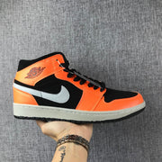 Air Jordan 1 Mid Sneakers Black Orange 554724-062