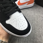 Air Jordan 1 Mid Black White Orange Sneakers 554724-058