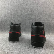 Air Jordan 1 Mid Black and Red Sneakers 554724-045