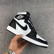 Air Jordan 1 High Black and White Satin-Style Sneakers