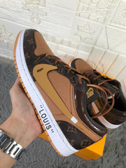 Jordan 1 Low Brown Black Sneakers with Monogram Print