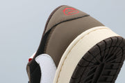 Jordan 1 Low Black and Brown Sneakers with White Swoosh