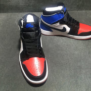 Jordan 1 High Three-Color Sneaker in Black, Blue and Red
