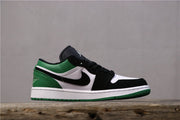 Air Jordan 1 Low Black Green White Sneakers 553558-113