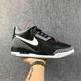 Air Jordan 3 Retro Black Cement Sneakers, Black and Grey