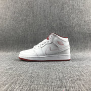 Air Jordan 1 Mid White and Red Sneakers 554725-103